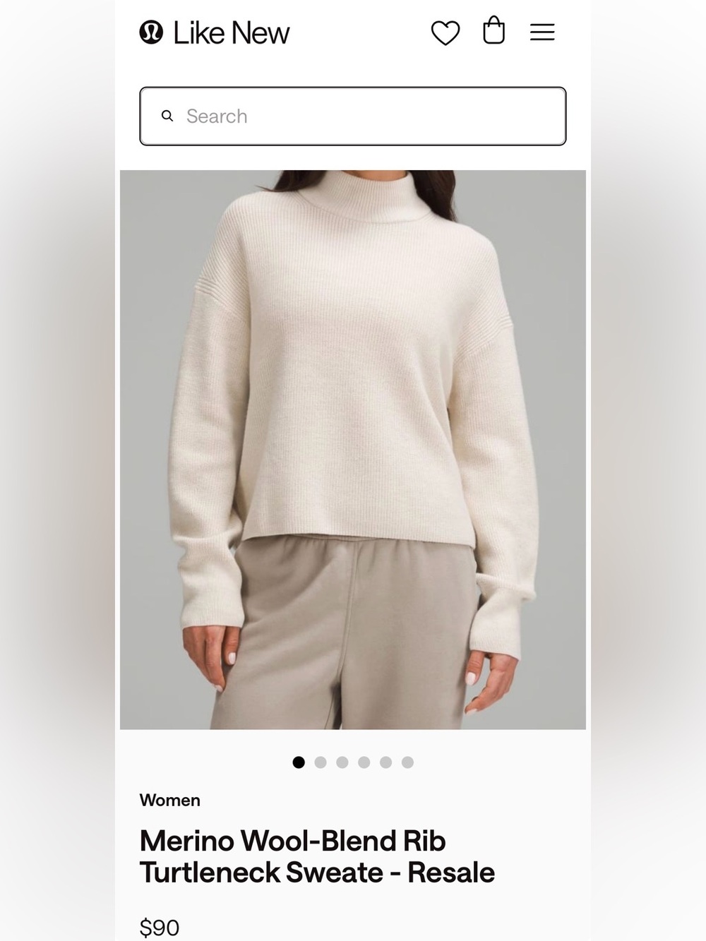 Lululemon Merino Wool-Blend Rib Turtleneck Sweater Size 8 Medium